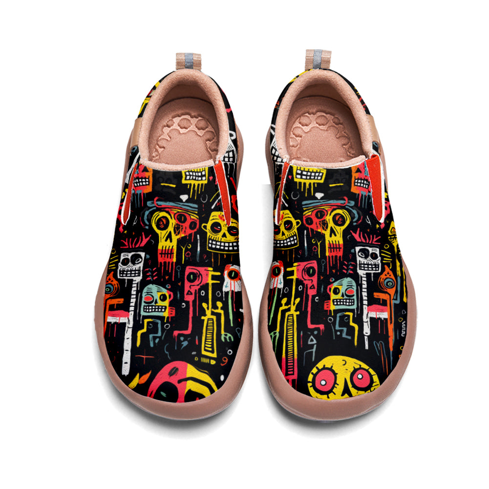 Colorful Graffiti Skull Slip On