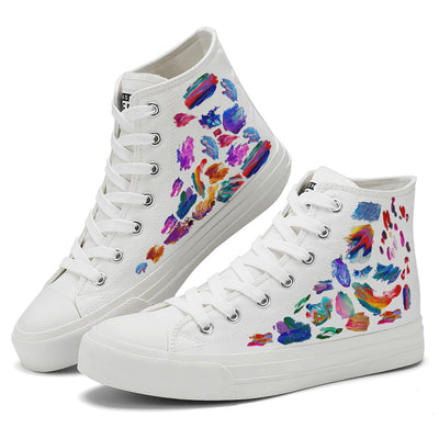 Oil Paint Strokes High Top Canvas Shoes