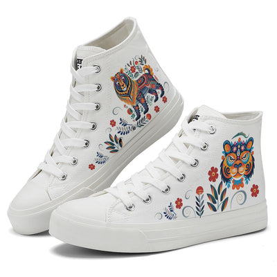 Floral Lion High Top Canvas Shoes