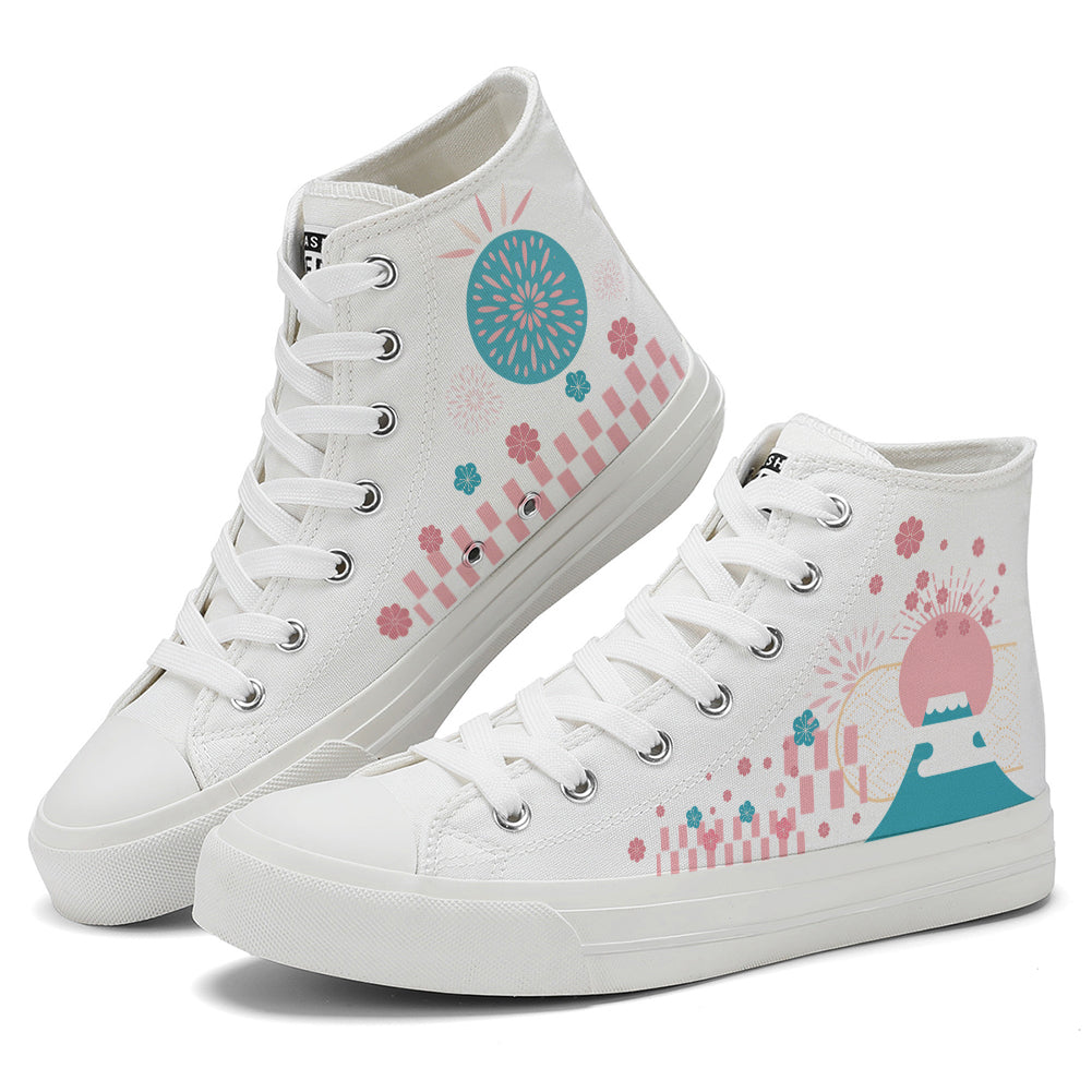 Japanese Style Cherry Blossoms High Top Canvas Shoes