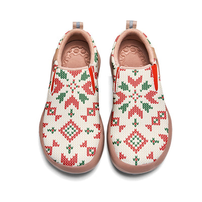 Pixel Christmas Snowflake Kids Slip On