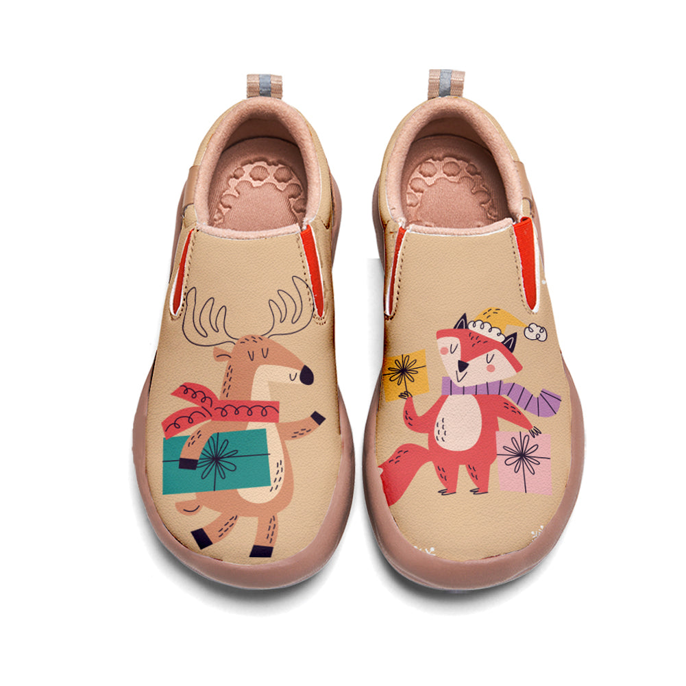 Christmas Fox Deer Kids Slip On