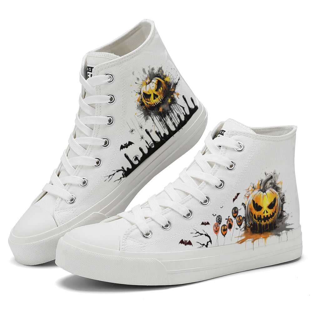 Halloween Pumpkin High Top Canvas Shoes