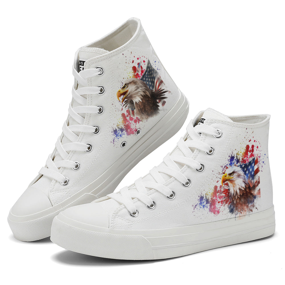 American Flag Eagle High Top Canvas Shoes