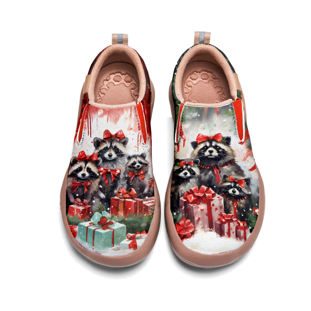 Christmas Raccoon Kids Slip On