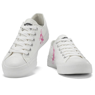 Zipper Breast Cancer Low Top Canvas Shoes