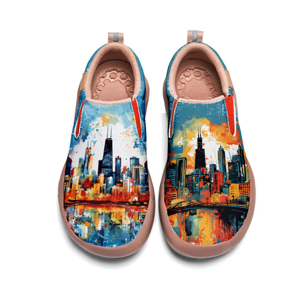 Watercolor Chicago City Slip On