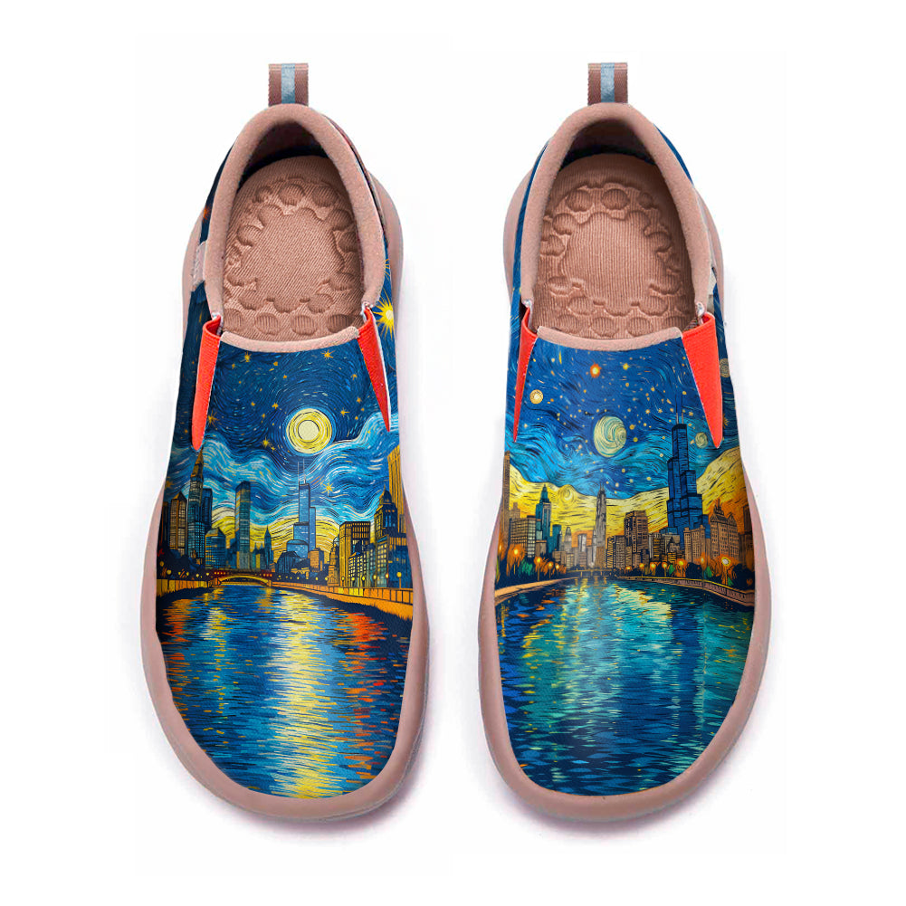 Starry Night Chicago City Slip On