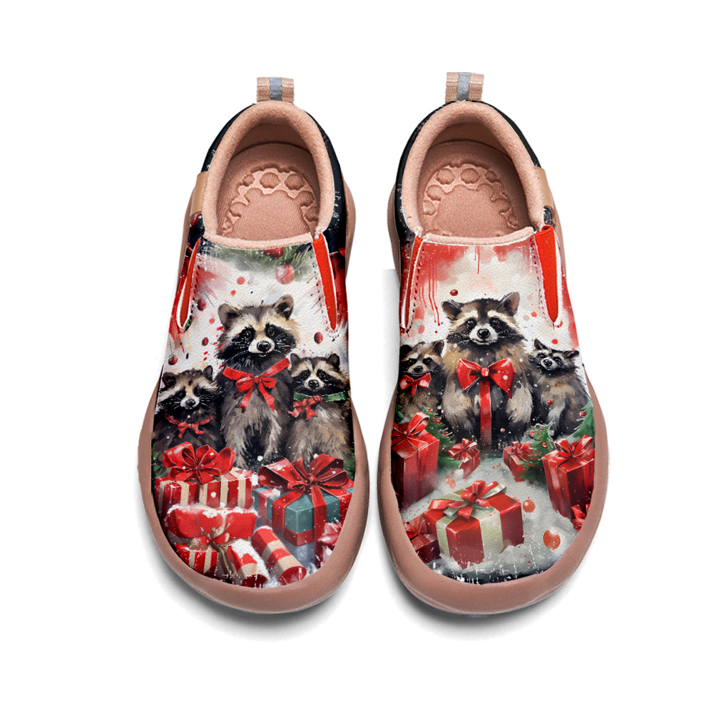 Christmas Raccoon Kids Slip On