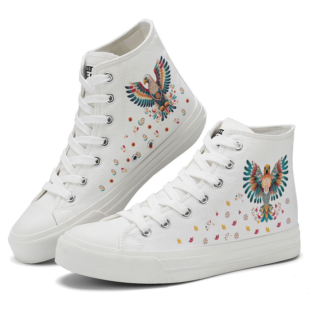 Floral Eagle High Top Canvas Shoes