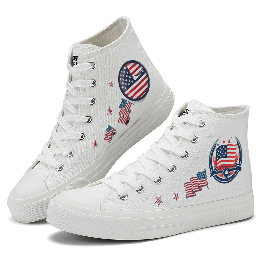 American Flag High Top Canvas Shoes