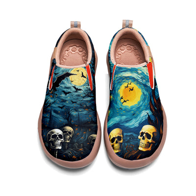 Halloween Starry Night Skull Slip On