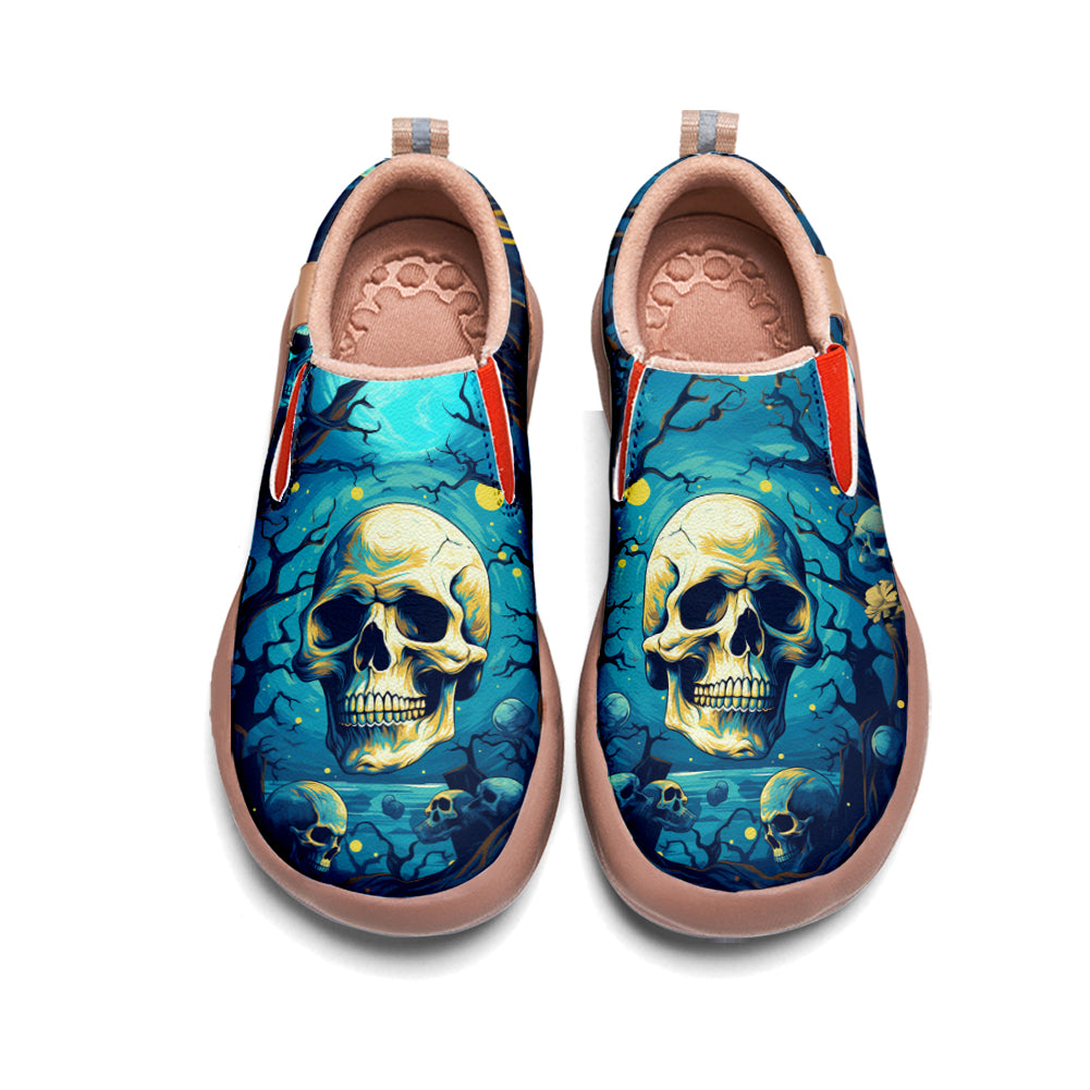 Blue Skull Kids Slip On