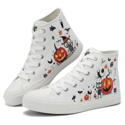 Halloween Pumpkin High Top Canvas Shoes