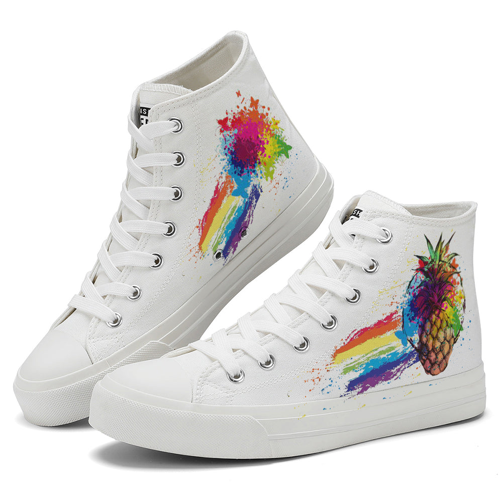 Splatter Pineapple High Top Canvas Shoes