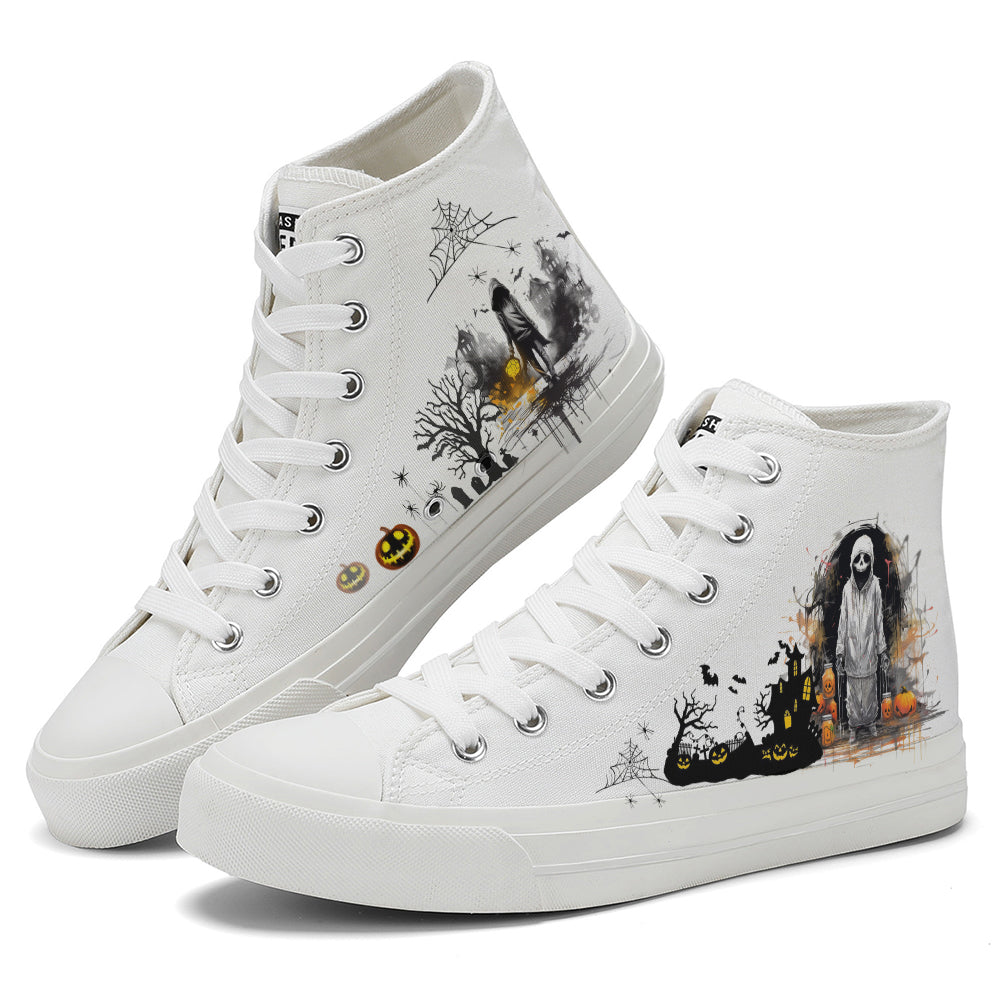 Halloween Skull High Top Canvas Shoes