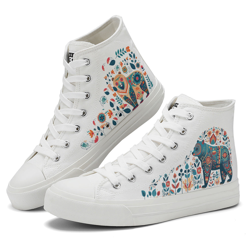 Floral Beer High Top Canvas Shoes