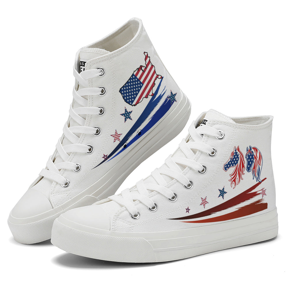 American Flag High Top Canvas Shoes