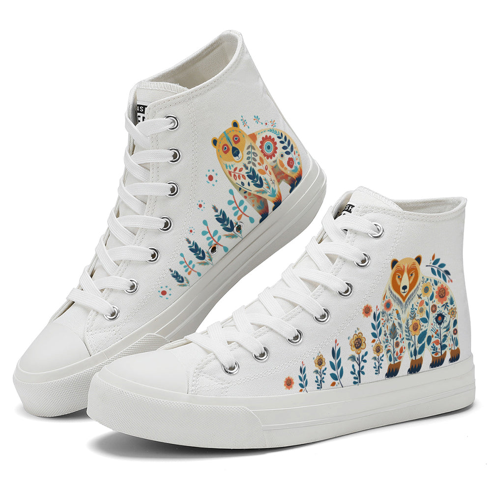 Floral Beer High Top Canvas Shoes