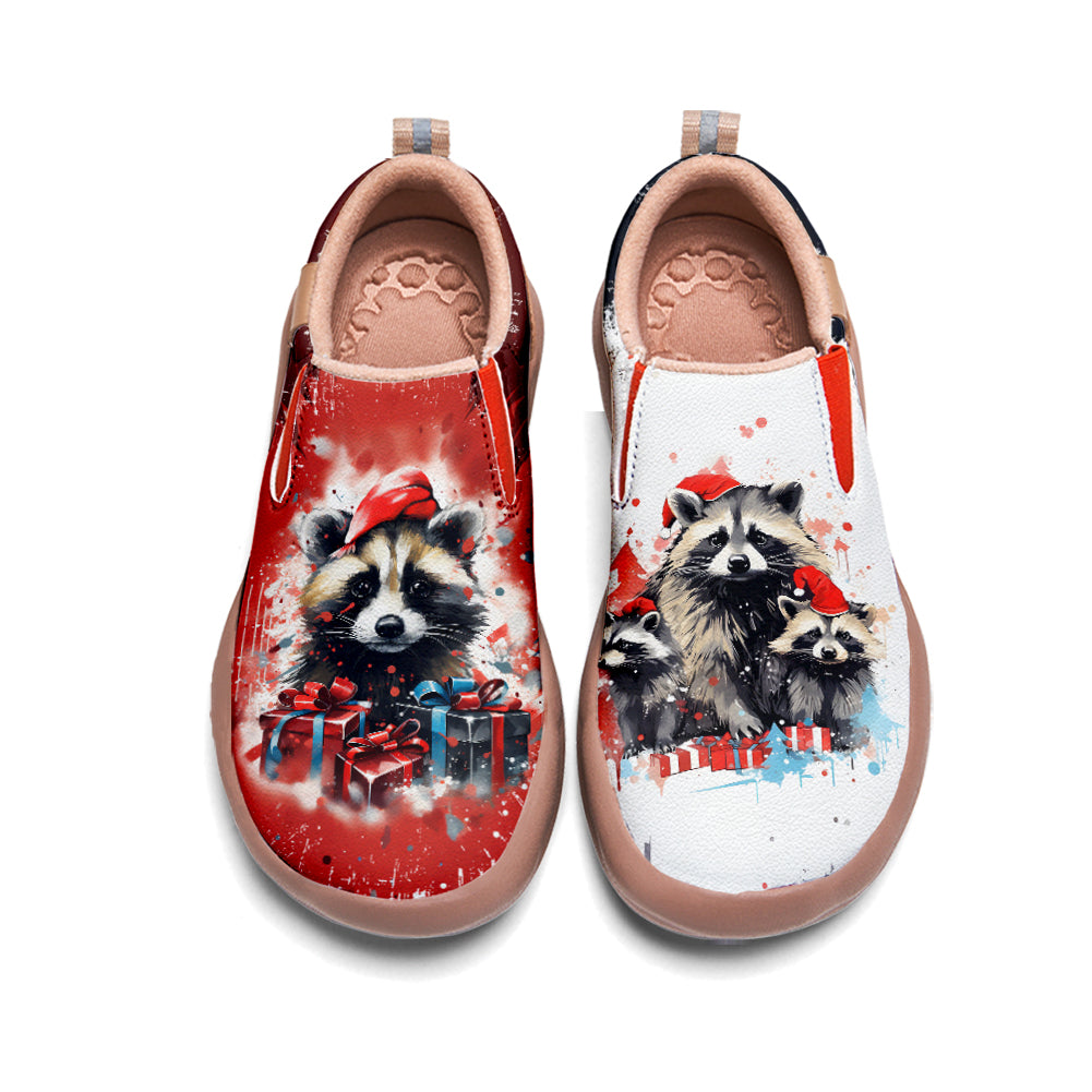 Christmas Raccoon Kids Slip On