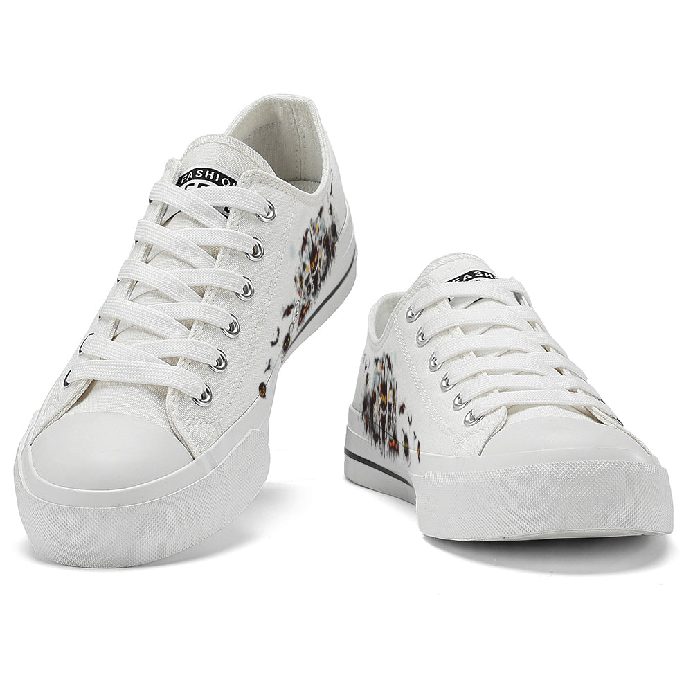 Halloween Basquiat Kids Low Top Canvas Shoes