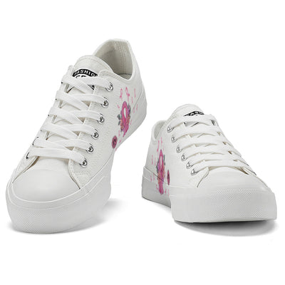 Flower Breast Cancer Low Top Canvas Shoes