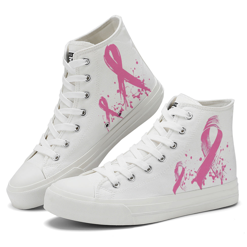 Breast Cancer High Top Canvas Shoes