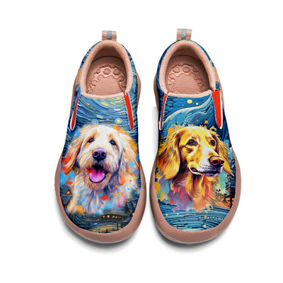 Starry Night Golden Retriever Slip On