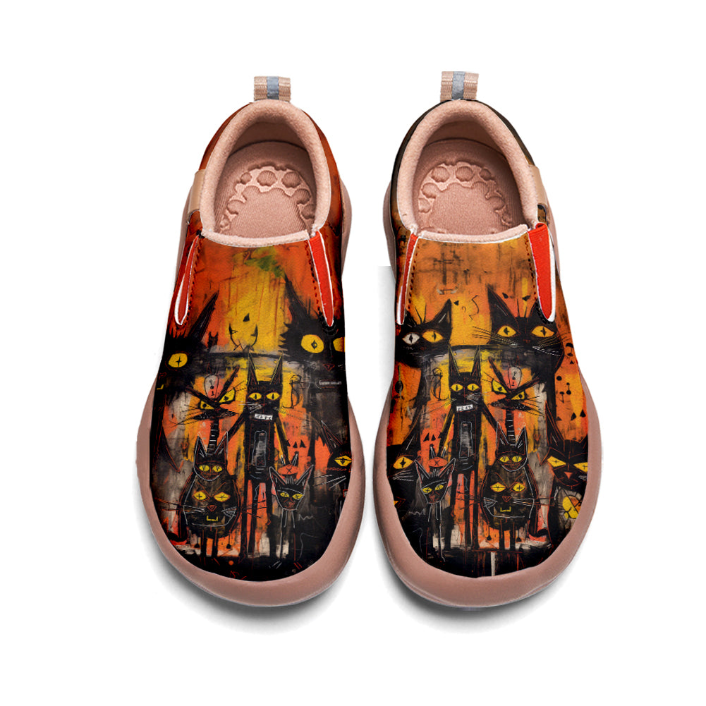 Halloween Black Cat Kids Slip On