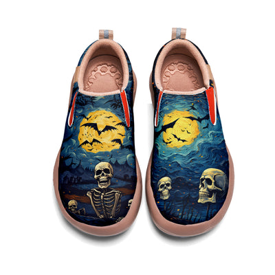 Halloween Starry Night Skull Slip On