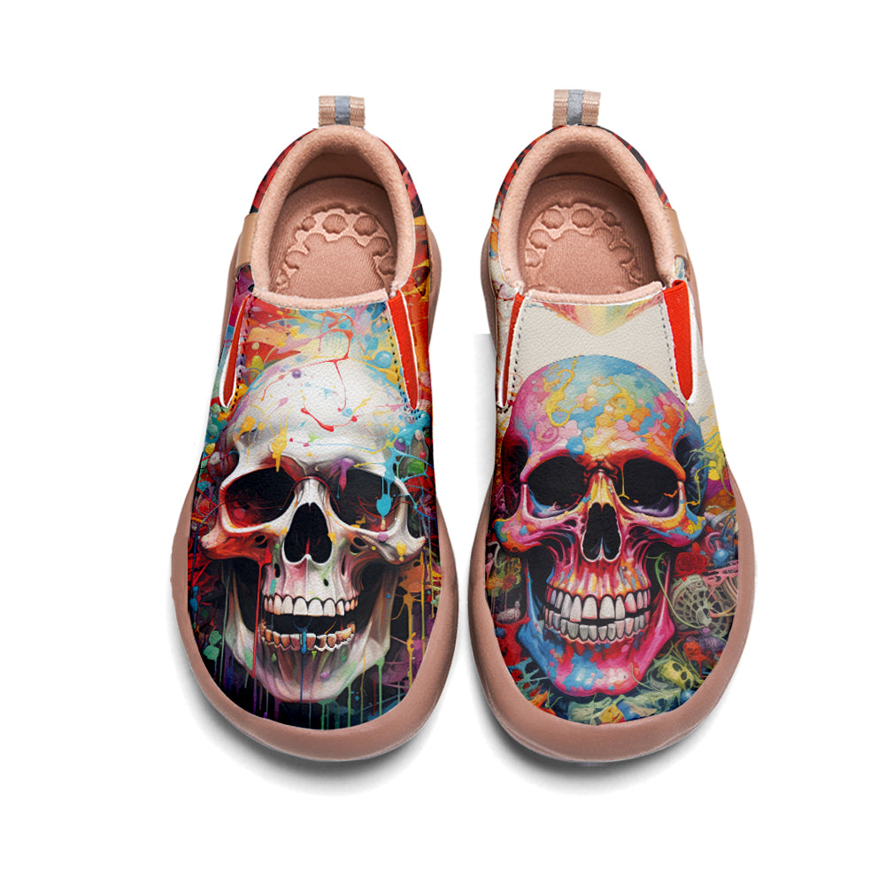 Colorful Splatter Skull Slip On