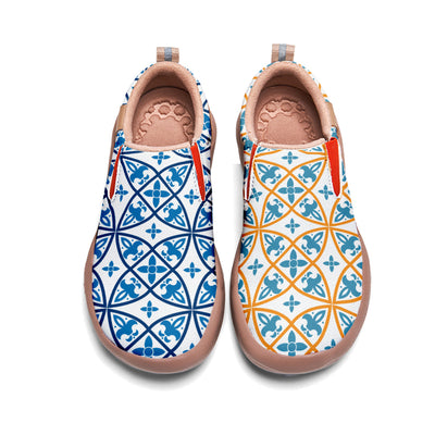 Blue Orange Tile Pattern Slip On