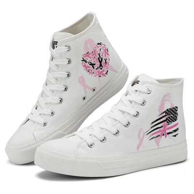 Breast Cancer High Top Canvas Shoes