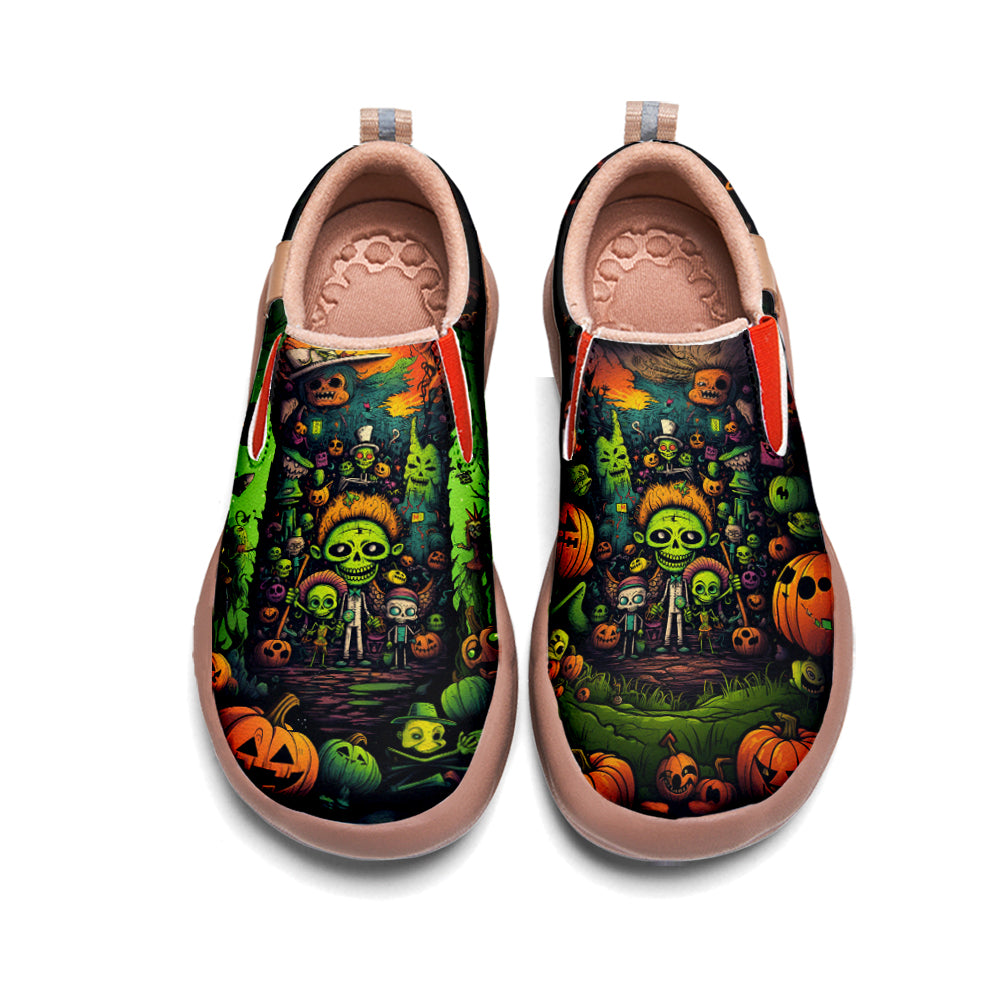 Halloween Pumpkin Zombie Kids Slip On