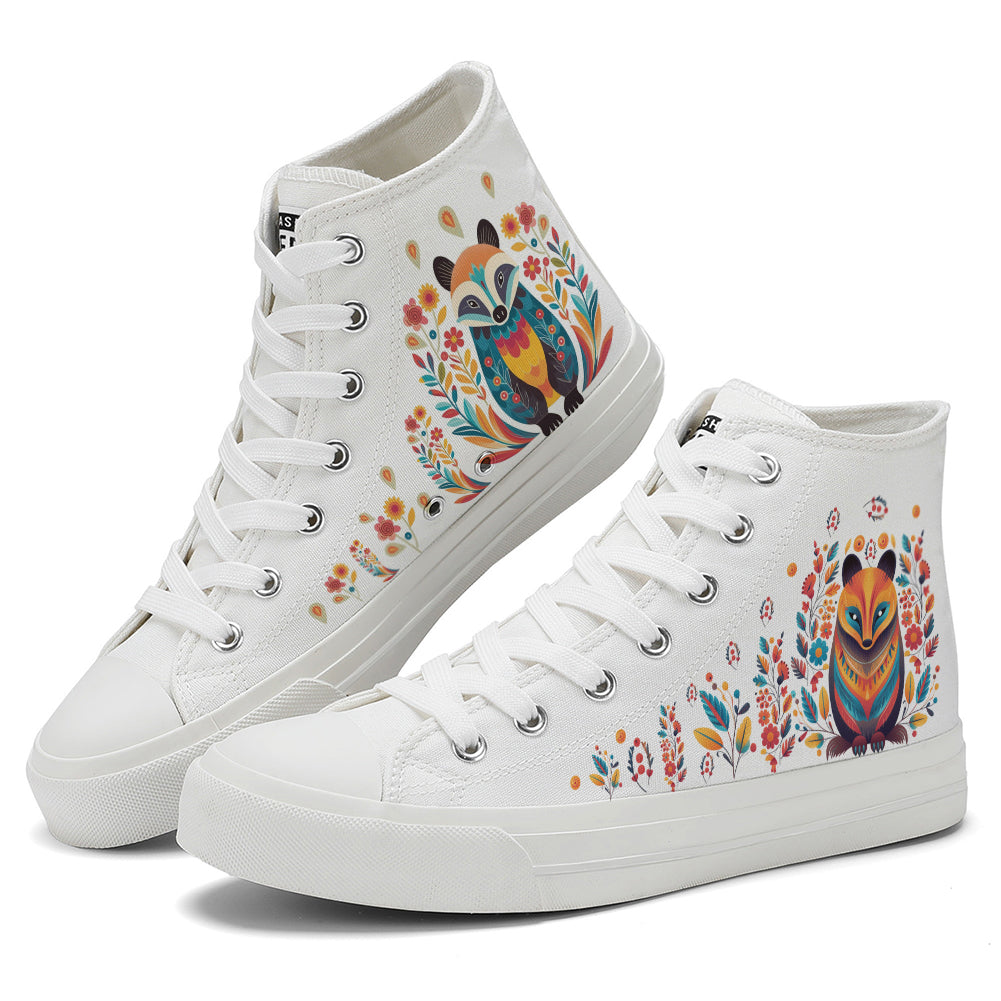 Floral Fox High Top Canvas Shoes