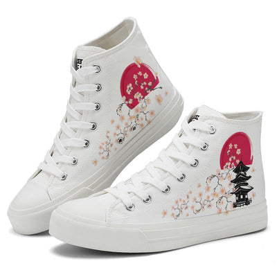 Japanese Style Cherry Blossoms High Top Canvas Shoes