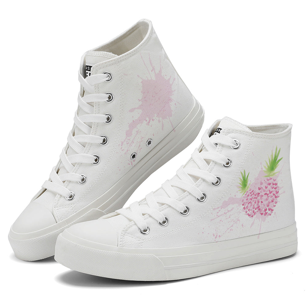 Heart Pineapple High Top Canvas Shoes