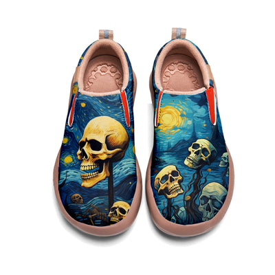 Halloween Starry Night Skull Kids Slip On