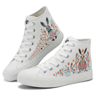 Floral Rabbit High Top Canvas Shoes