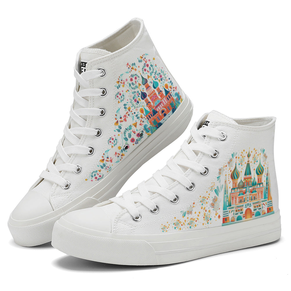 Floral Castle High Top Canvas Shoes