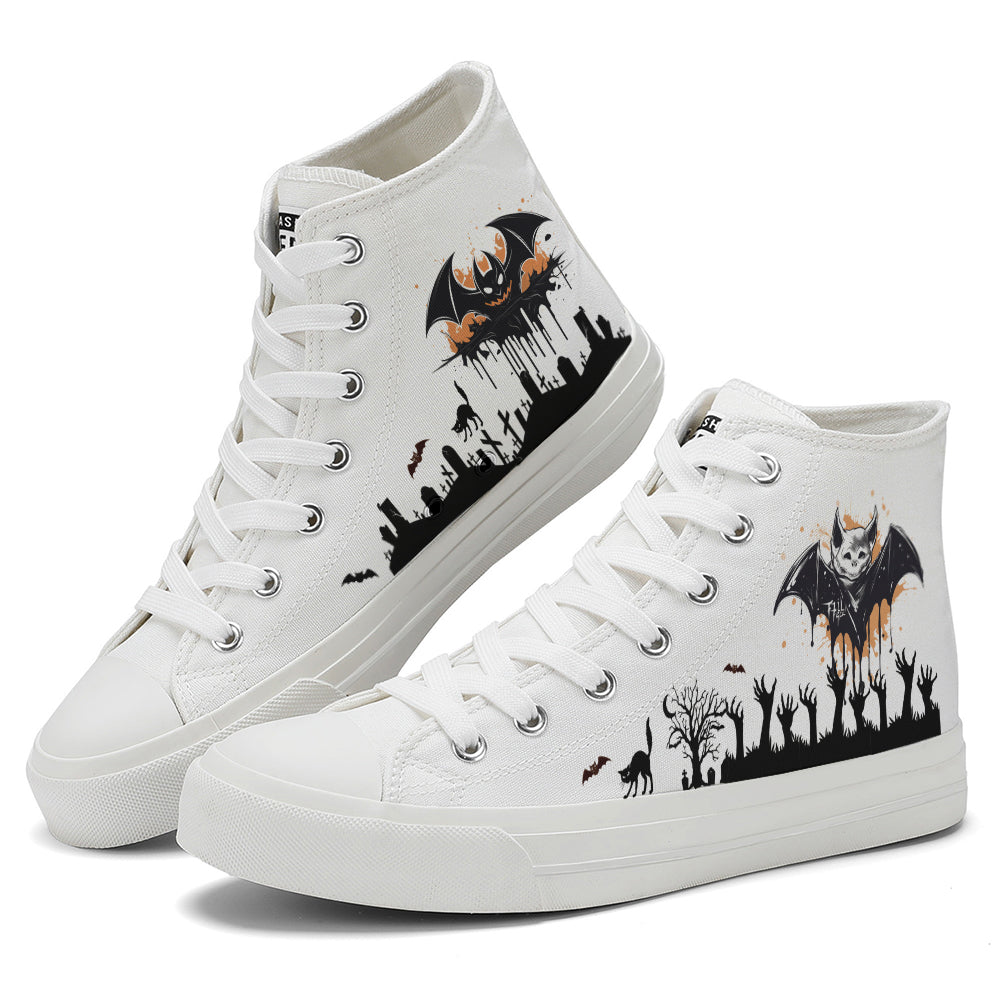 Halloween Bat High Top Canvas Shoes