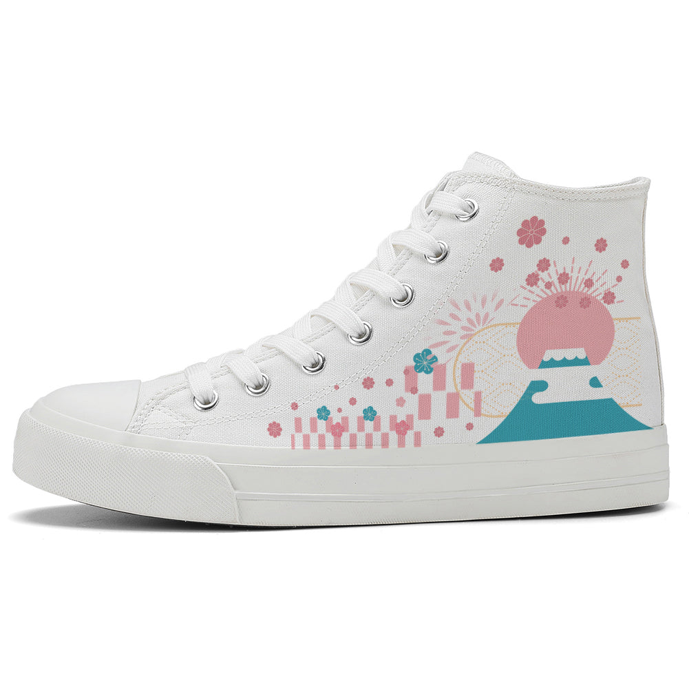 Japanese Style Cherry Blossoms High Top Canvas Shoes