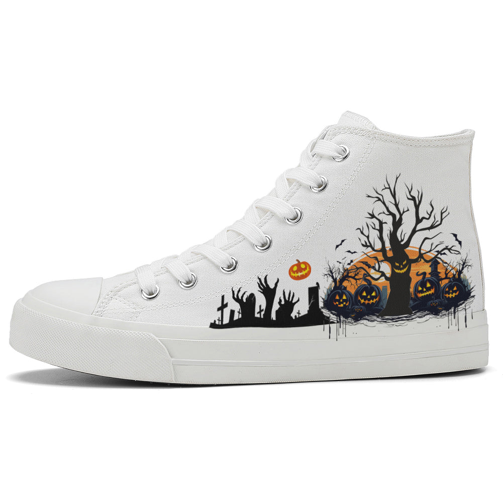 Halloween Pumpkin High Top Canvas Shoes