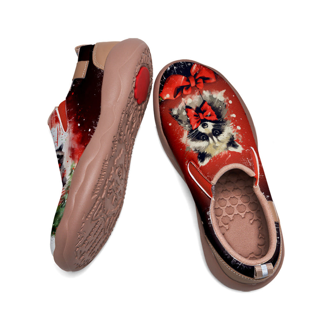 Christmas Raccoon Kids Slip On