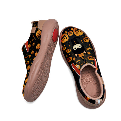 Halloween Cute Witch Black Cat Pumpkin Kids Slip On