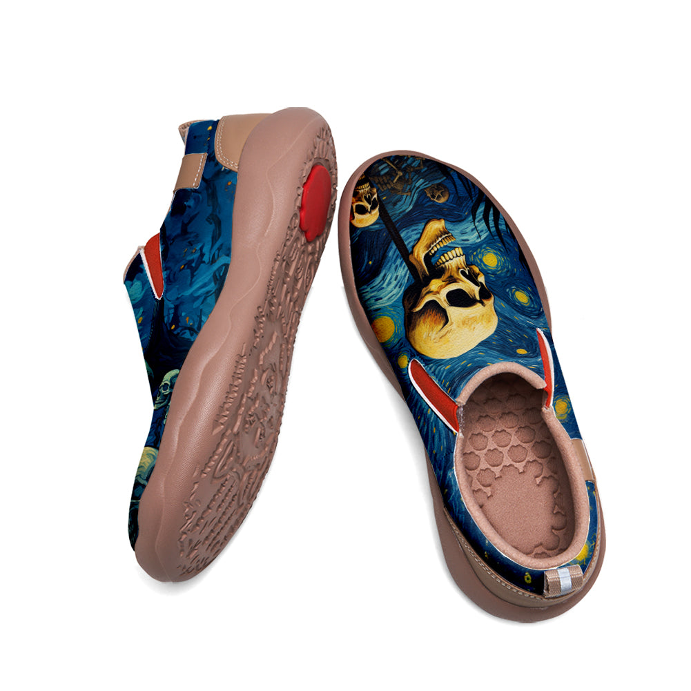 Halloween Starry Night Skull Kids Slip On