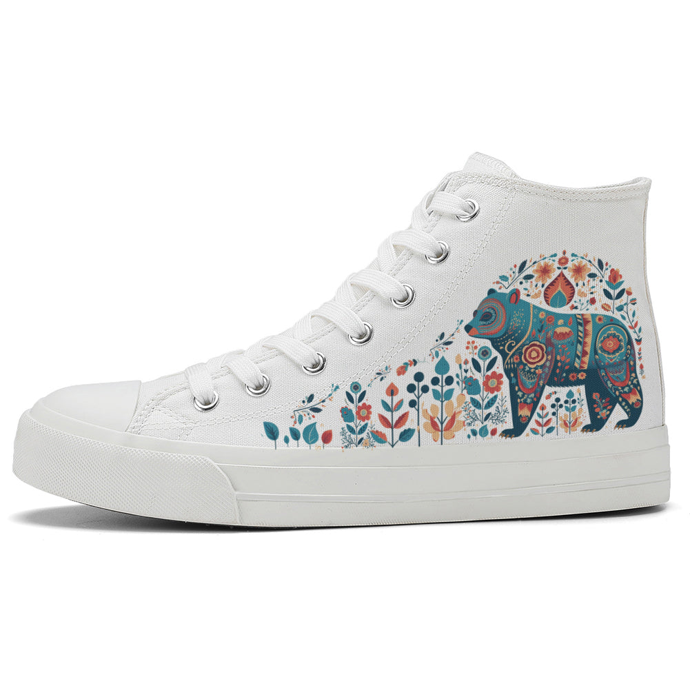 Floral Beer High Top Canvas Shoes