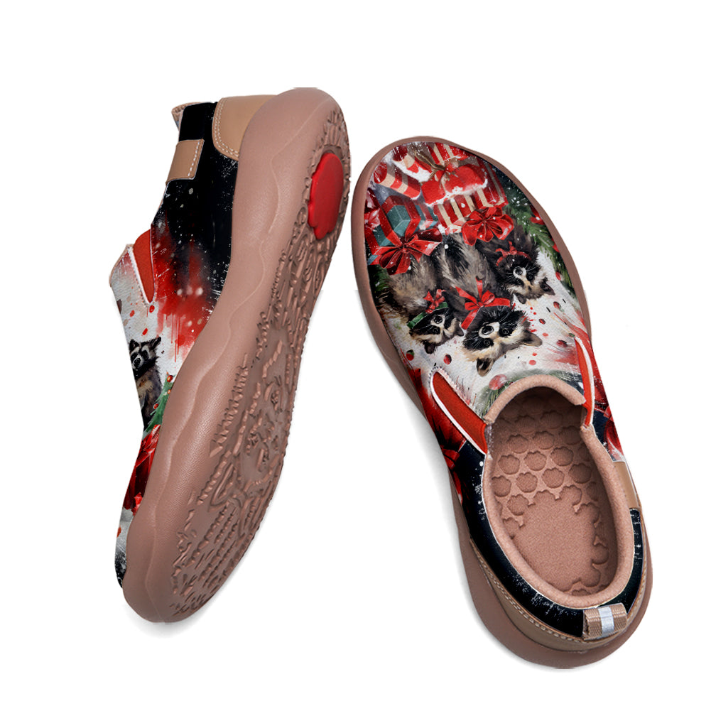 Christmas Raccoon Kids Slip On