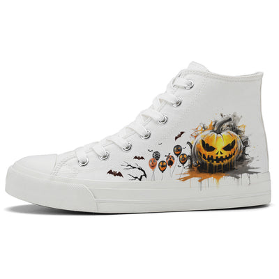 Halloween Pumpkin High Top Canvas Shoes