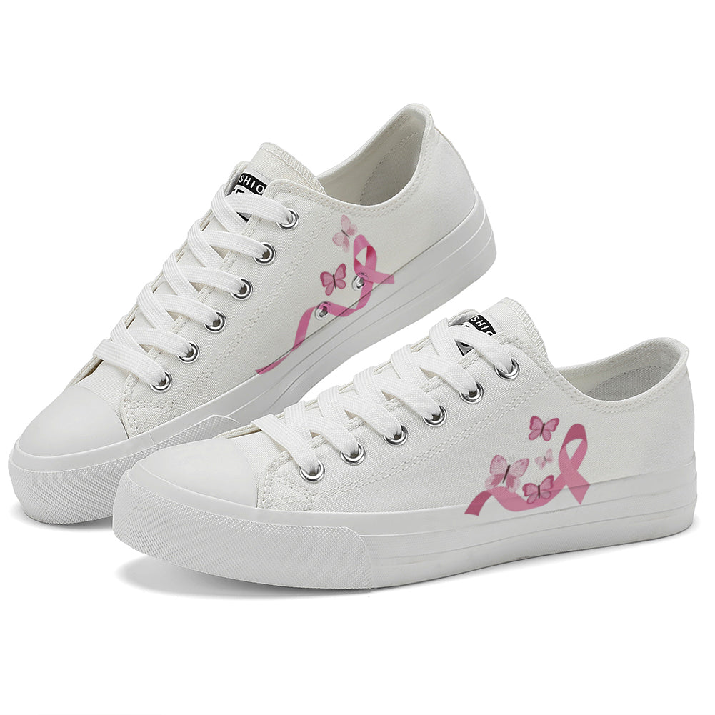 Butterfly Breast Cancer Low Top Canvas Shoes